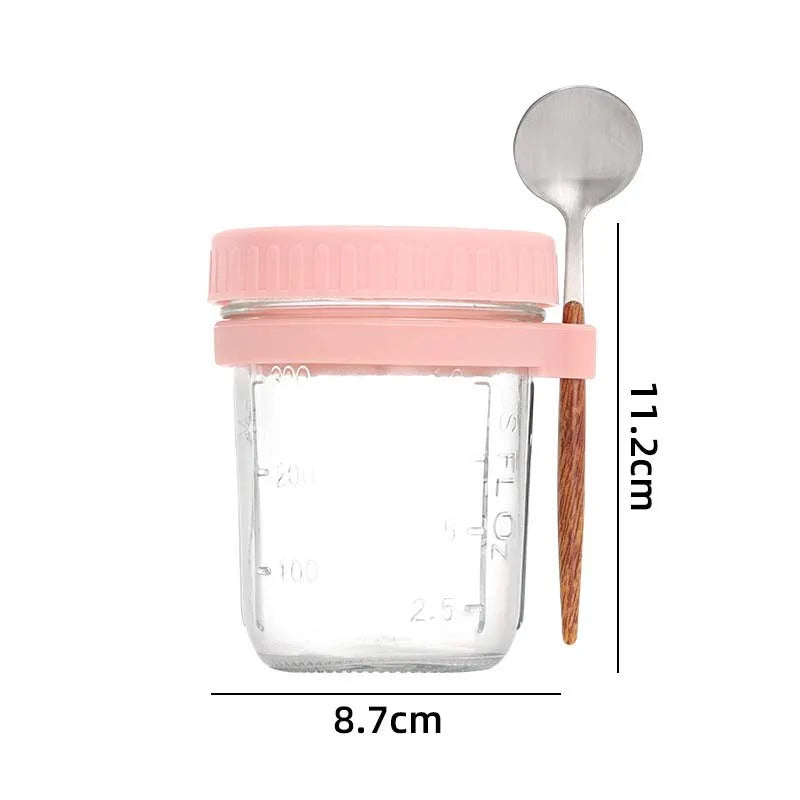 Overnight Oats Container with Lid and Spoon