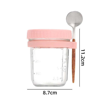 Overnight Oats Container with Lid and Spoon