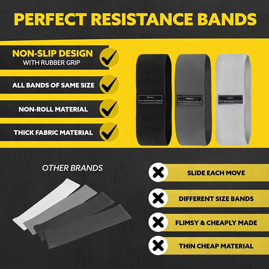 Heavy Fabric Glute Band Set (Non‑Slip, 3 Levels)