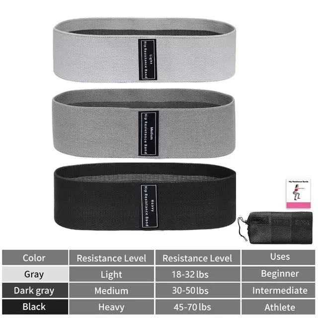 Heavy Fabric Glute Band Set (Non‑Slip, 3 Levels)