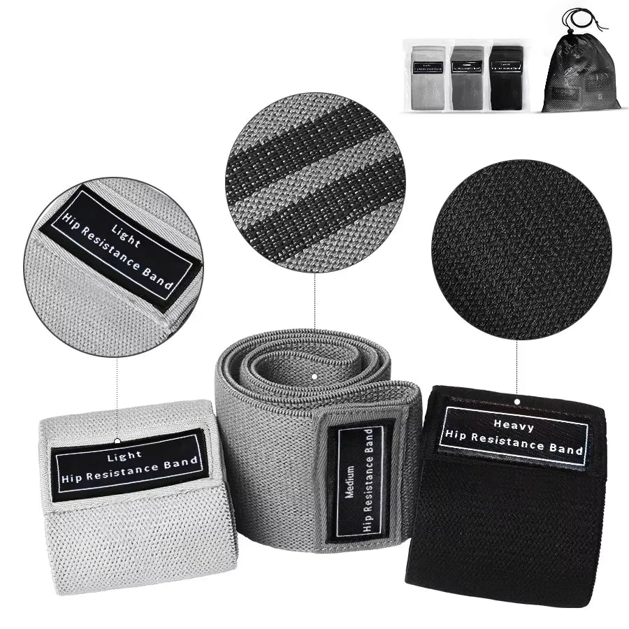 Heavy Fabric Glute Band Set (Non‑Slip, 3 Levels)