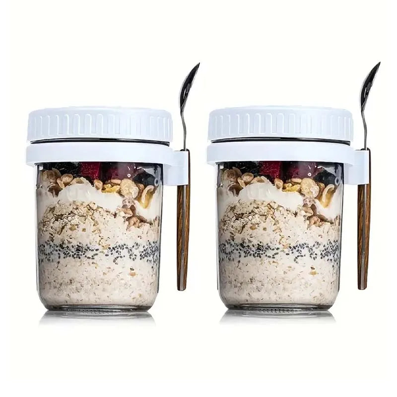 Overnight Oats Container with Lid and Spoon
