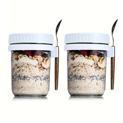 Overnight Oats Container with Lid and Spoon