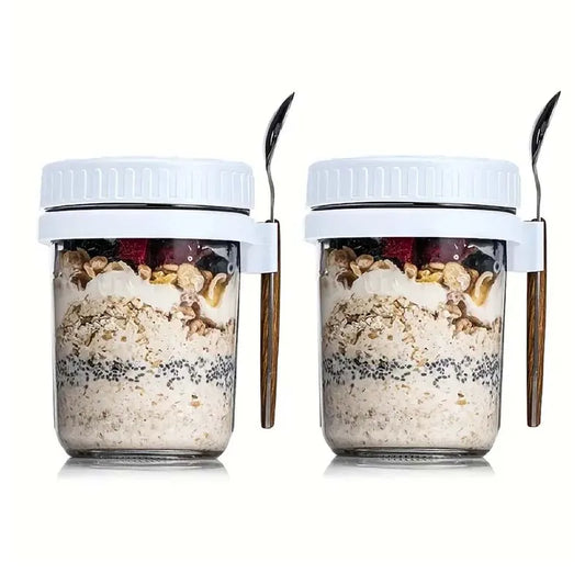 Overnight Oats Container with Lid and Spoon