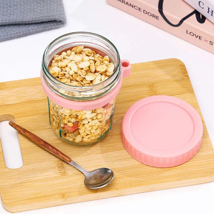 Overnight Oats Container with Lid and Spoon