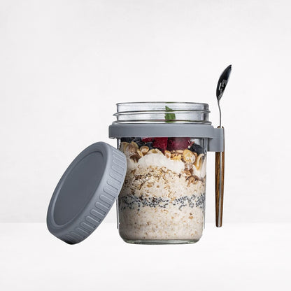 Overnight Oats Container with Lid and Spoon