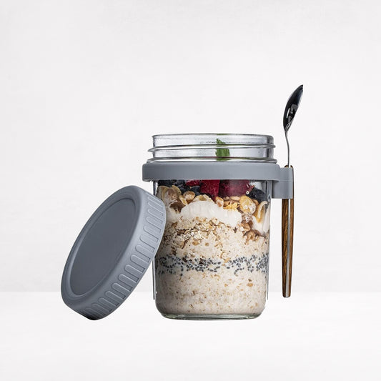 Overnight Oats Container with Lid and Spoon
